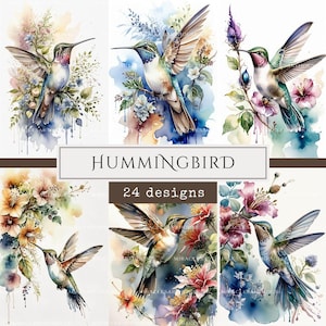 Hummingbird junk journal pages bundle, Hummingbird Printable pages, Hummingbird Decoupage, Clipart, hi res A4, commercial