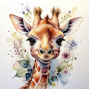 14 Clipart bébé girafe, aquarelle de bébé girafe, clipart jungle, girafe mignonne, fichiers JPG de haute qualité, créations en papier, journal indésirable, fabrication de cartes