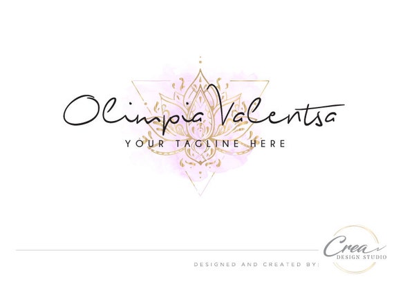 Lotus Flower Logo Watercolor Logo Photography Logo Yoga Etsy