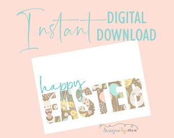 Happy Easter - Easter Printable Card - Instant Download