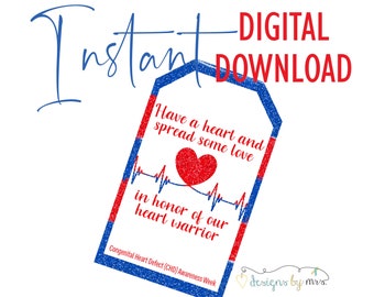 In Honor of Our Heart Warrior - Printable Tag - Congenital Heart Defect (CHD) Awareness Week  - Instant Download