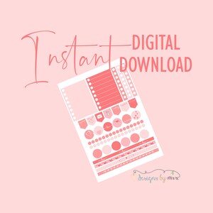 Valentine&#39;s Day Hearts Planner Stickers - Printable Planner Stickers -  Instant Digital Download