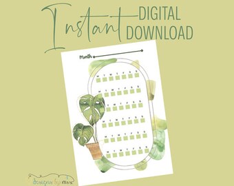 Monstera/Swiss Cheese Plant Planner Checkbox Daily Tracker  - Instant Digital Download - Printable Checklist - Goal Setting -  Habit Tracker