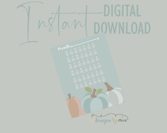 Fall Pumpkin Themed Planner Checkbox Daily Tracker  - Instant Digital Download - Printable Checklist - Goal Setting -  Habit Tracker