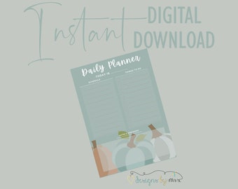 Fall Pumpkin Themed Daily Planner - Instant Digital Download - Printable Planner Page - Daily Planning