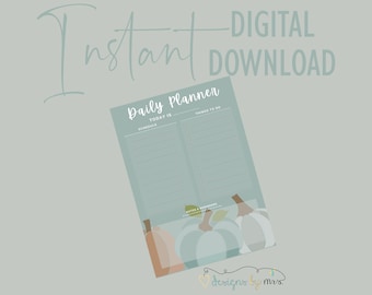 Fall Pumpkin Themed Daily Planner - Instant Digital Download - Printable Planner Page - Daily Planning