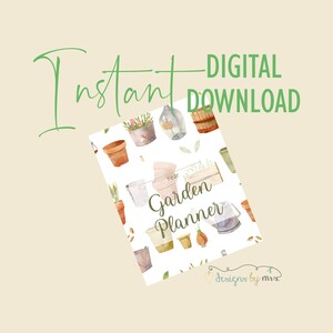 Aquarell Gartenplaner - 8 Seiten Planer - Plant Wish List - Garden Layout and More! - Sofortiger digitaler Download - Druckbare Planer-Seiten