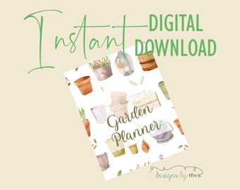 Watercolor Garden Planner - 8 Page Planner - Plant Wish List - Garden Layout and More! - Instant Digital Download - Printable Planner Pages