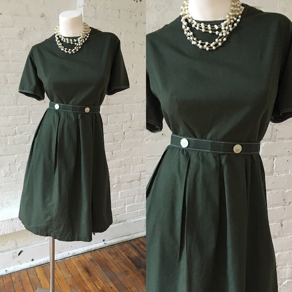 1950s Hunter Green Dress