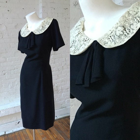 Miss Tall America 1950s Black Vintage Dress with P