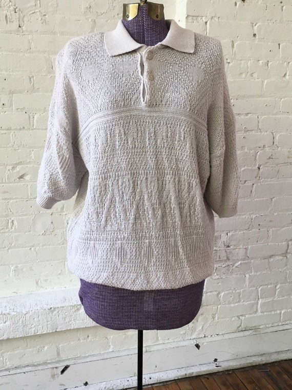 Vintage Givenchy Knit Pale Gray Polo