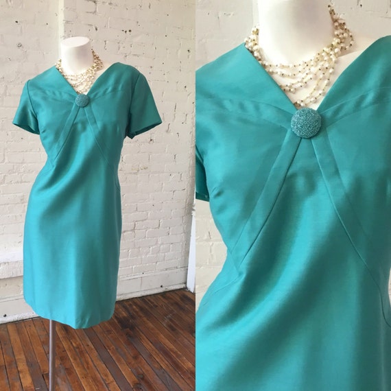 1960s Teal Mod Dress