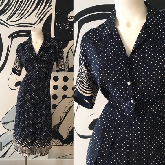 Navy Blue Polka Dot Dress