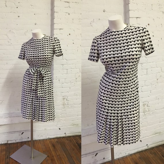 Adele Simpson Black and White Diamond Shape Dress
