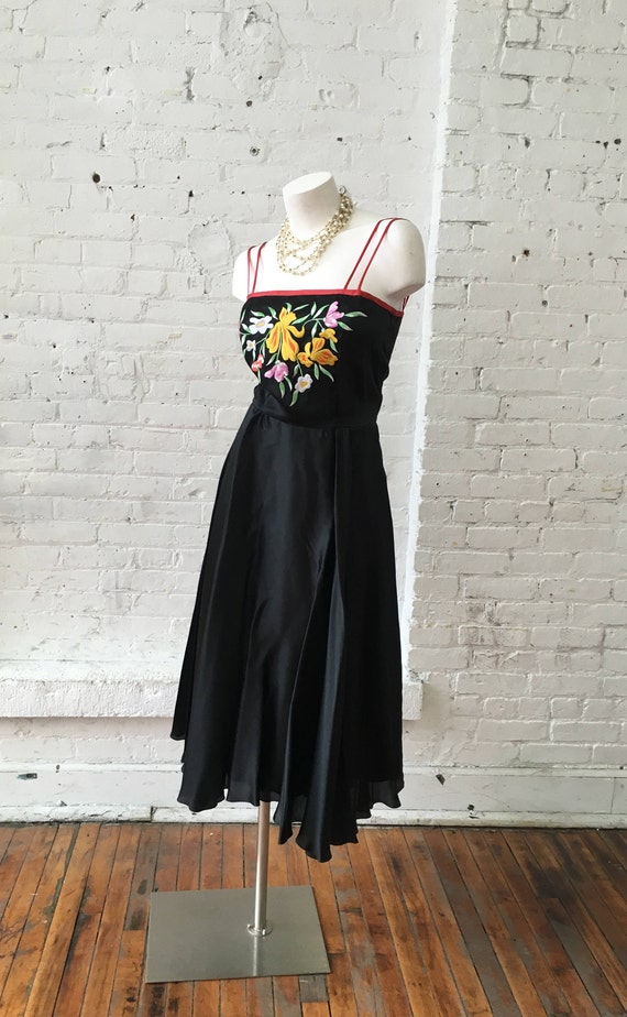 Black Vintage Embroidered Dress