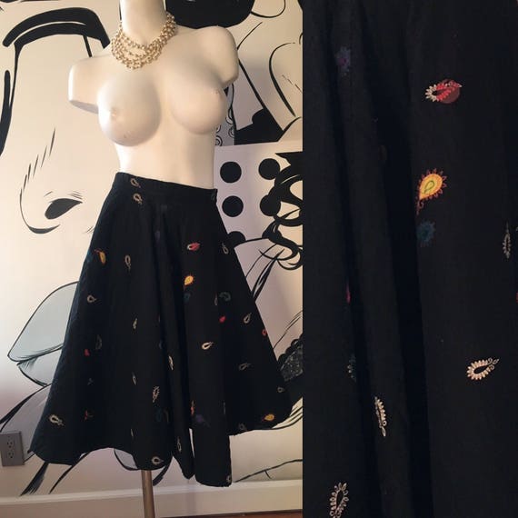 Quilted Black Circle Skirt