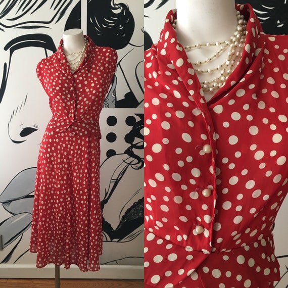 Red and White Polka Dot Vintage Dress