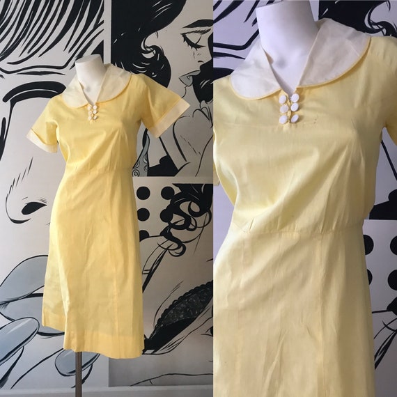 Yellow and White 40s House Dress