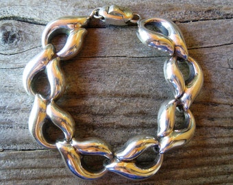 ca.1970 BAYANIHAN sterling LINK  BRACELET, 7 1/4"x 3/4" collectible Modernist designer, chunky recognizable quality vintage. Wearable art.