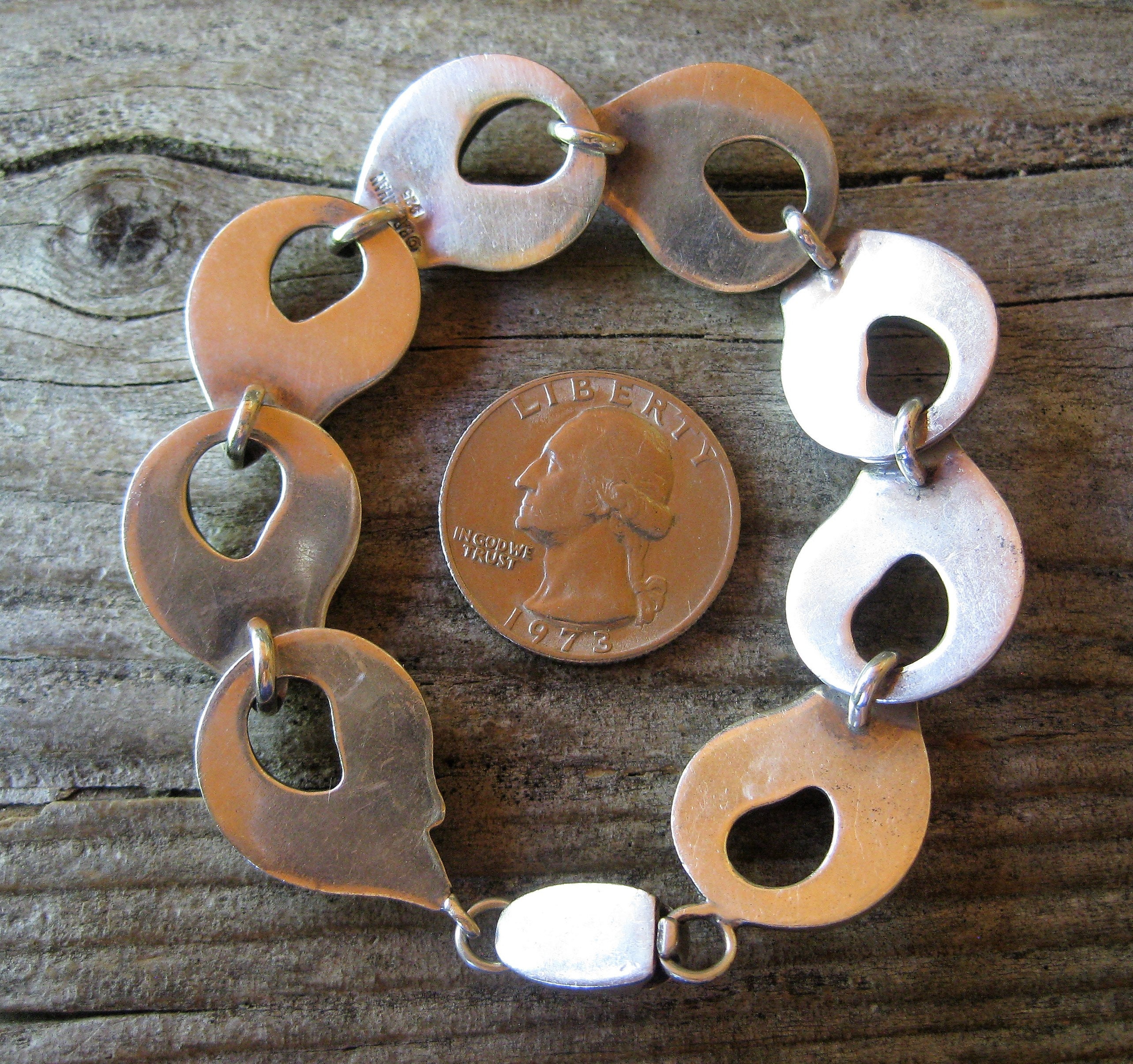 Ca.1970 BAYANIHAN Sterling LINK BRACELET, 7 1/4