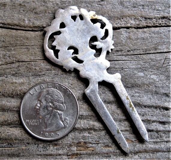 ca 1900 cast 800 coin silver HAIR PIN 2 3/4" bun … - image 5