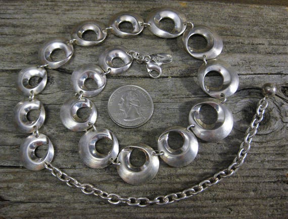 ca. 1960 sterling GRADUATED CIRCLE NECKLACE, high… - image 9