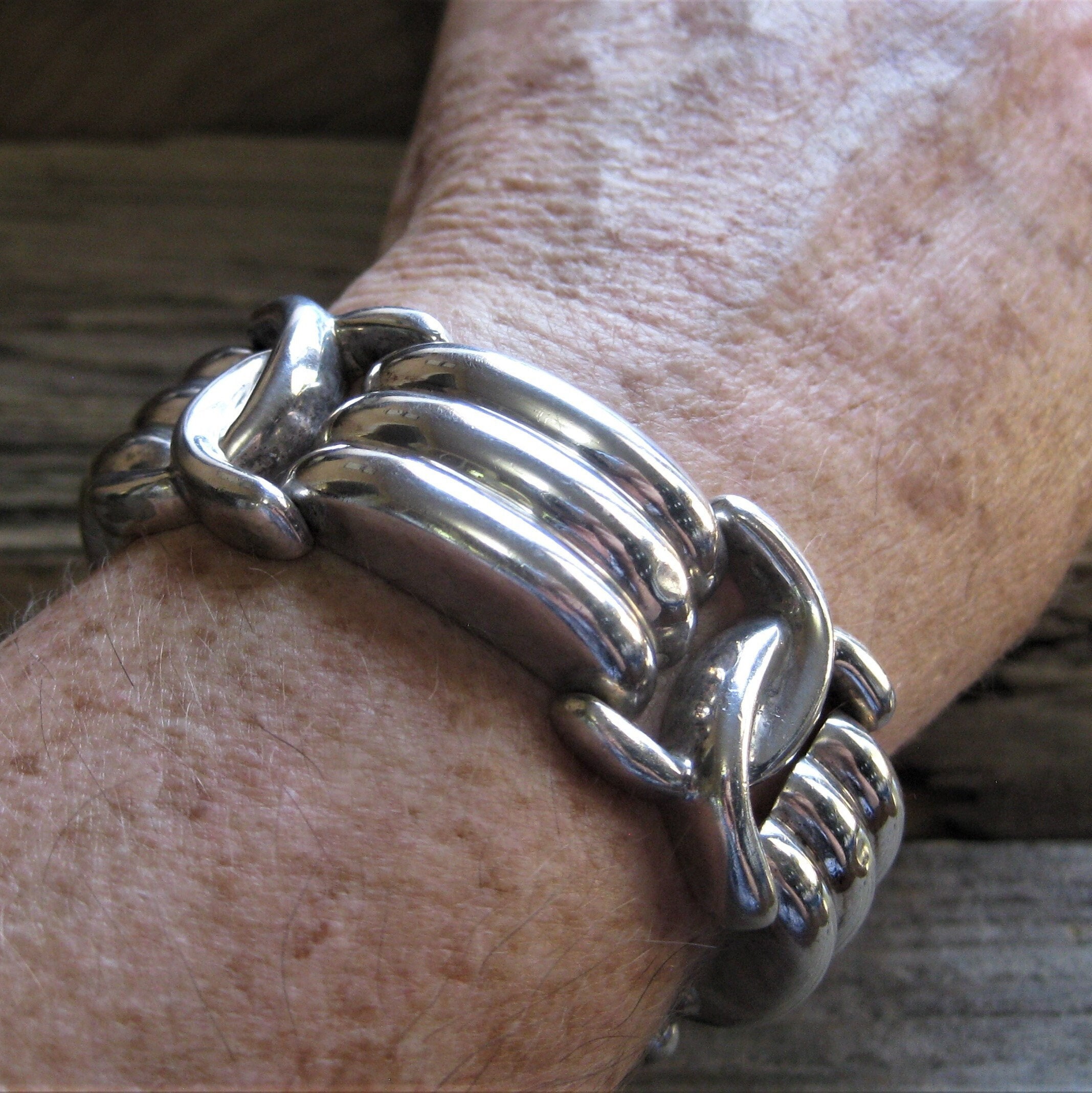 70-80’s BAYANIHAN SV925 LINK BRACELET 925 Sterling Silver Vintage Cable Link Bracelet 7.25