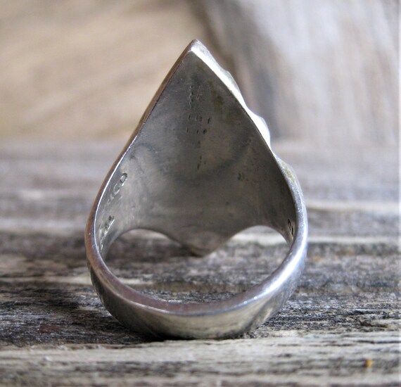 solid STERLING elongated WAVE RING. size 8. Wide,… - image 3