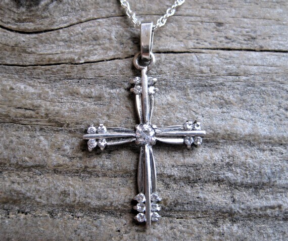 ca. 1950 sterling 19 DIAMOND CROSS crucifix PENDA… - image 8
