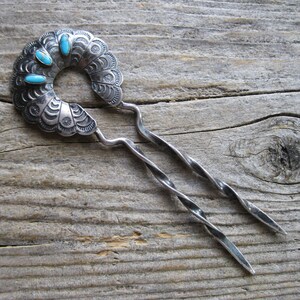 Antique Sterling Silver Repousse Floral Ball Hair Pin Fork 3.75 Inch Vintage Vintage Sterling Hair Fork - Etsy main image 4