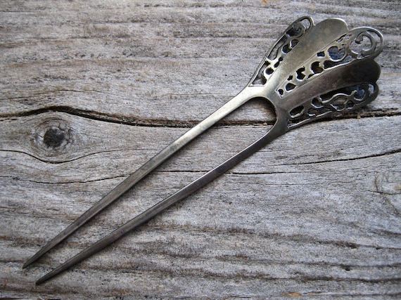 Ca 1878 96 Sterling Hairpin Hair Stick Pin Bun Holder Etsy
