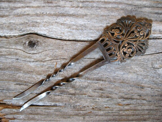 ca. 1870-90 VICTORIAN STERLING HAIRPIN, 4 3/4 " bu