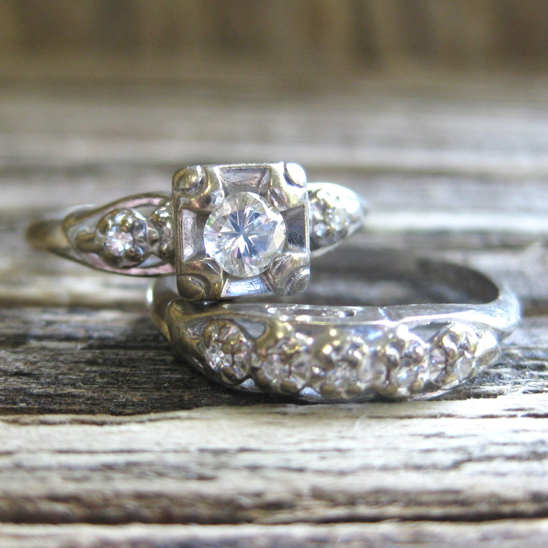1920-30 14kt White Gold Art Deco DIAMOND WEDDING SET, 4.2 Grams, Currently Size 6 1/4, Re-sizable. Pretty Fiery Stones. Antique Collectible. - Etsy 1920-30 14kt White Gold Art Deco DIAMOND WEDDING SET, 4.2 Grams, Currently Size 6 1/4, Re-sizable. Pretty Fiery Stones. Antique Collectible. - Etsy