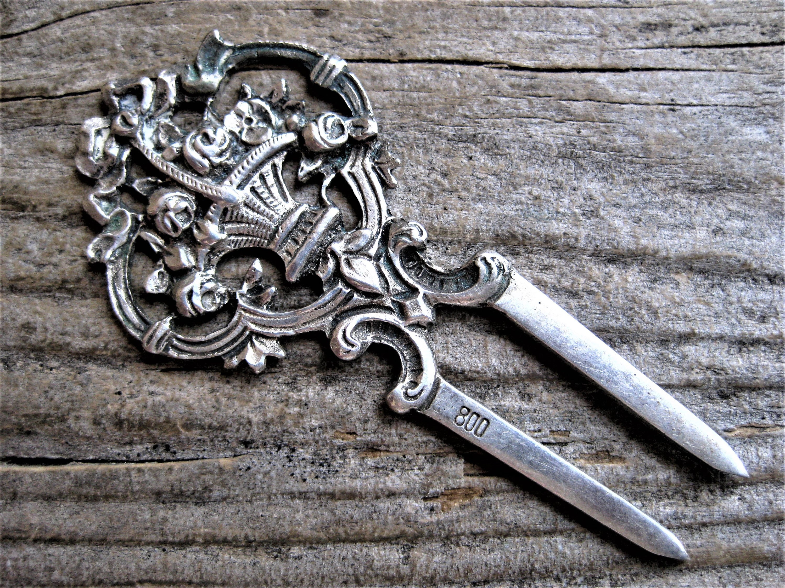 Steampunk hair fork from the Edwardian Ball ?⚙️ Ca. 1850 VICTORIAN Era STERLING HAIRPIN, Bun Holder Hair Pin  main image 4