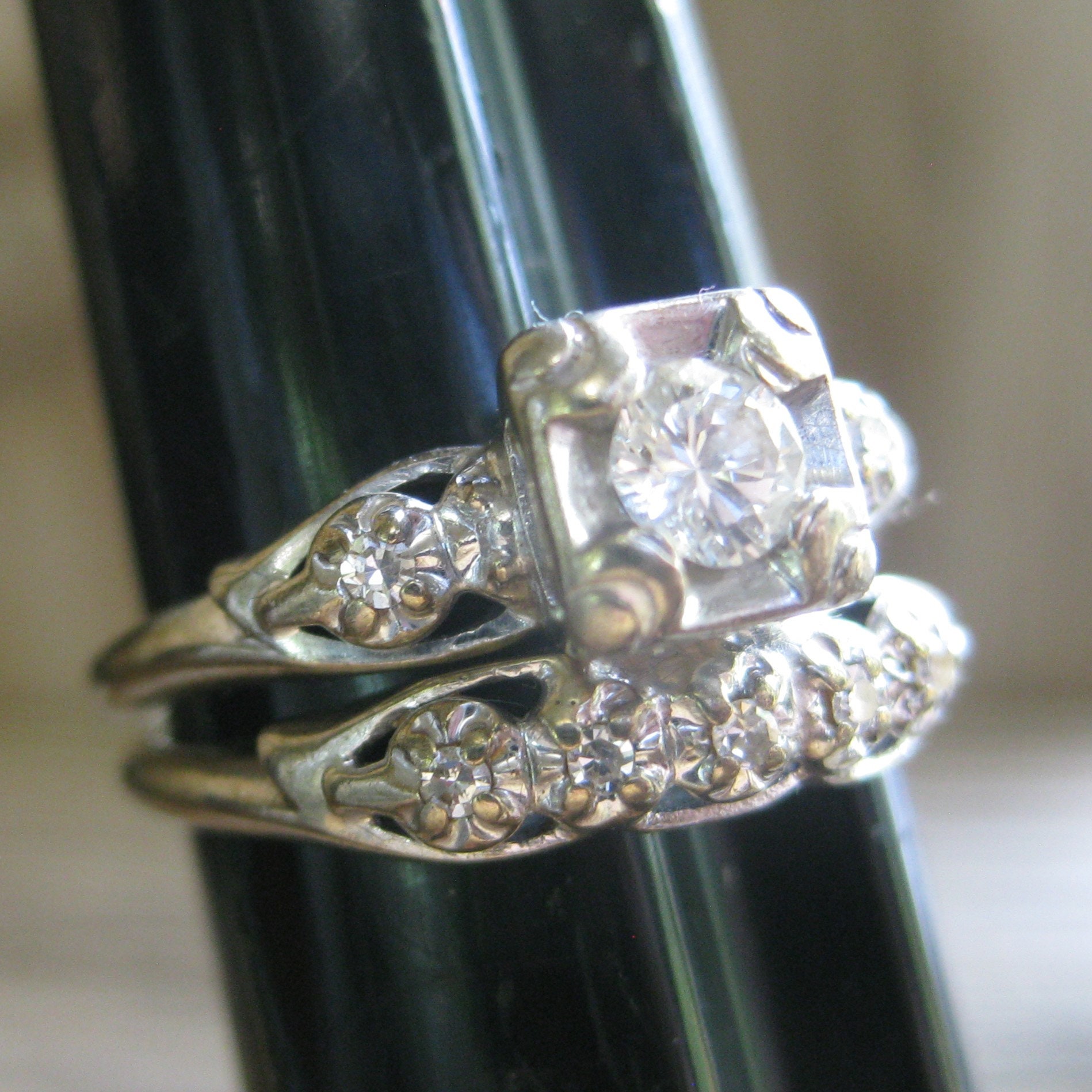1920-30 14kt White Gold Art Deco DIAMOND WEDDING SET, 4.2 Grams, Currently Size 6 1/4, Re-sizable. Pretty Fiery Stones. Antique Collectible. - Etsy 1920-30 14kt White Gold Art Deco DIAMOND WEDDING SET, 4.2 Grams, Currently Size 6 1/4, Re-sizable. Pretty Fiery Stones. Antique Collectible. - Etsy