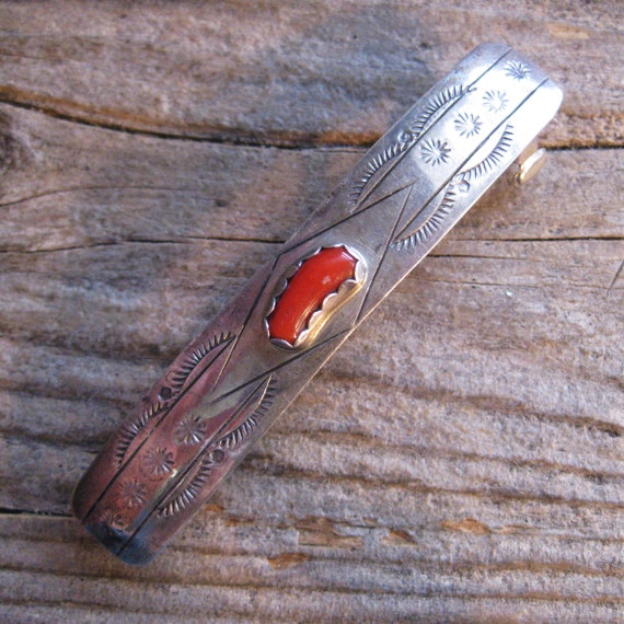 Navajo RED Branch CORAL Hair BARRETTE, 3 display picture 2