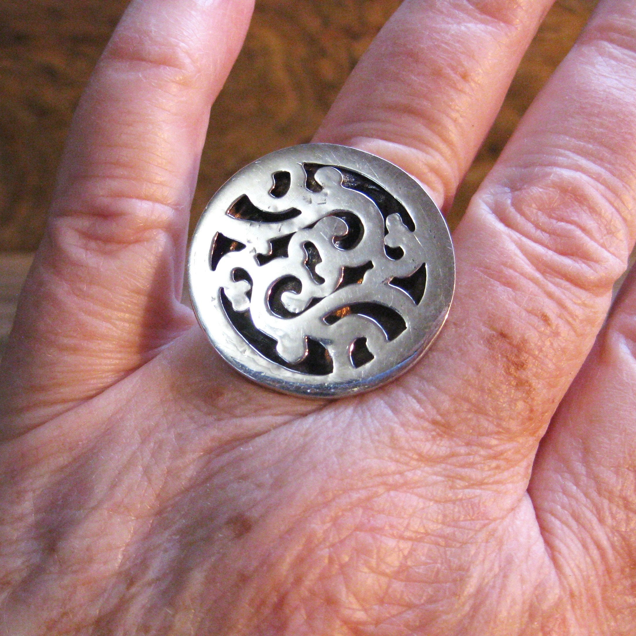 925 Sterling Silver Swirl Design Wide Ring Size 8.5 - Etsy