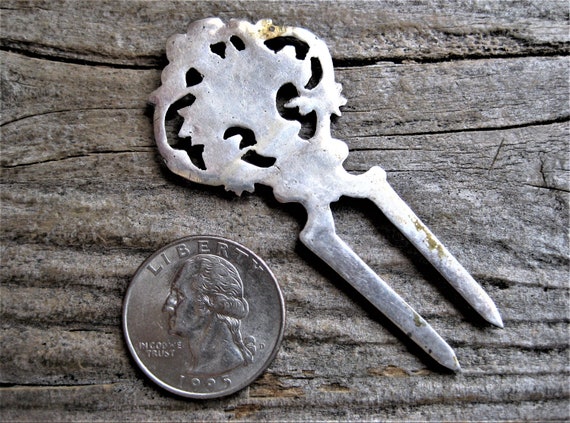 ca 1900 cast 800 coin silver HAIR PIN 2 3/4" bun … - image 9