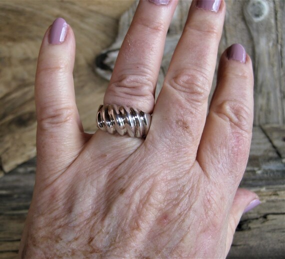 Solid STERLING wave DOME RING, size 7.5 . Taxco a… - image 8