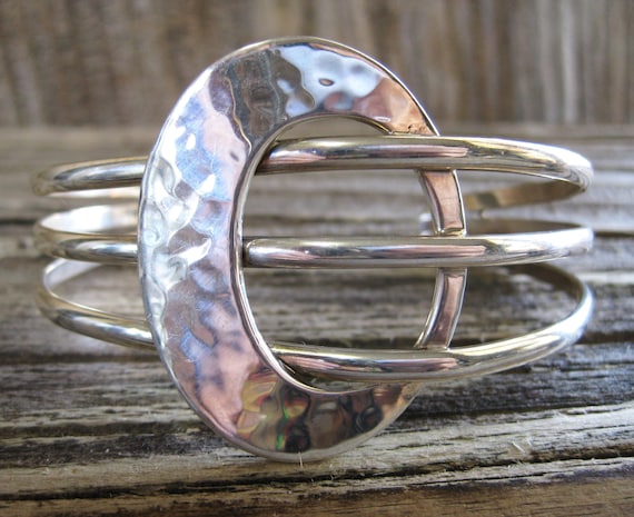 signed Optical illusion design BOLD sterling 7 1/… - image 1