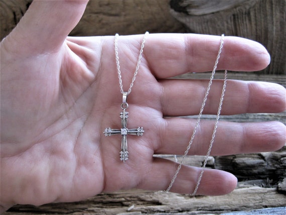 ca. 1950 sterling 19 DIAMOND CROSS crucifix PENDA… - image 6