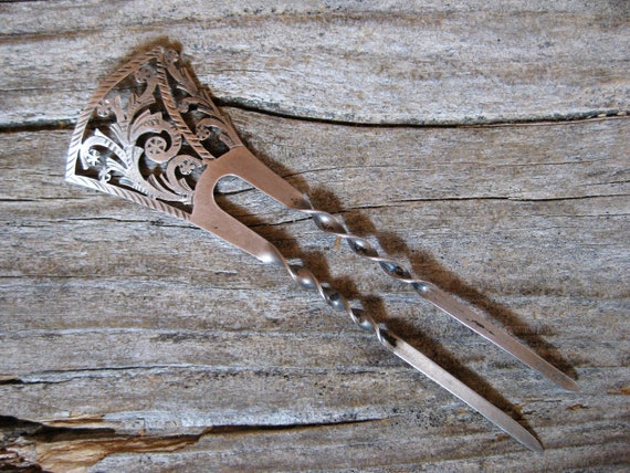 ca. 1870-90 VICTORIAN era STERLING HAIRPIN, bun ho