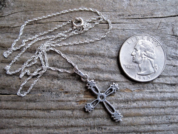 ca. 1950 sterling 19 DIAMOND CROSS crucifix PENDA… - image 4