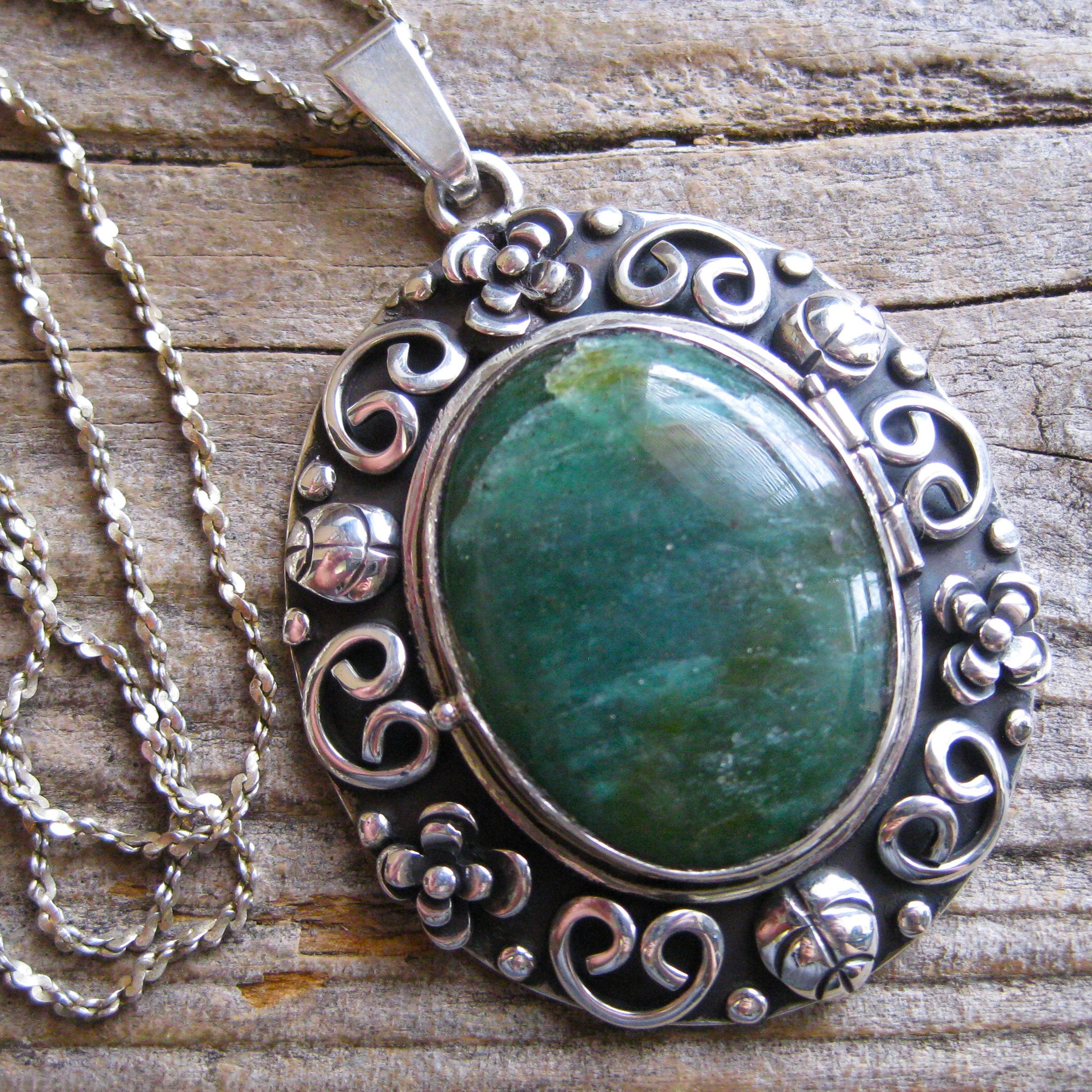 超希少!VTG MEXICAN 1960's TAXCO LARGE AGATE SILVER CHARM
