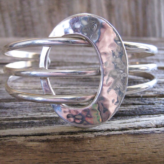 signed Optical illusion design BOLD sterling 7 1/… - image 2