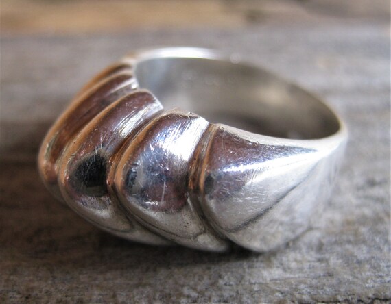 Solid STERLING wave DOME RING, size 7.5 . Taxco a… - image 9