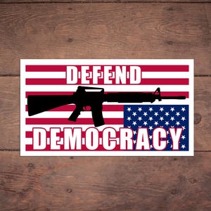 Defend Democracy Upside down Distress Flag Die Cut Sticker, M16, Liberal, Feminism, Anti Trump, Democrat, FDT, Resist