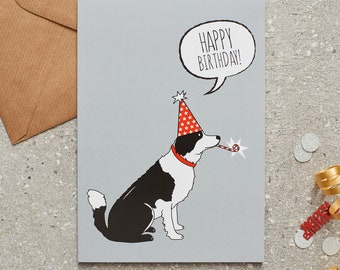 Border Collie birthday card