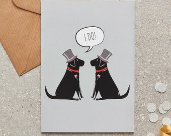 Black Labrador Gay Wedding / Civil Partnership card