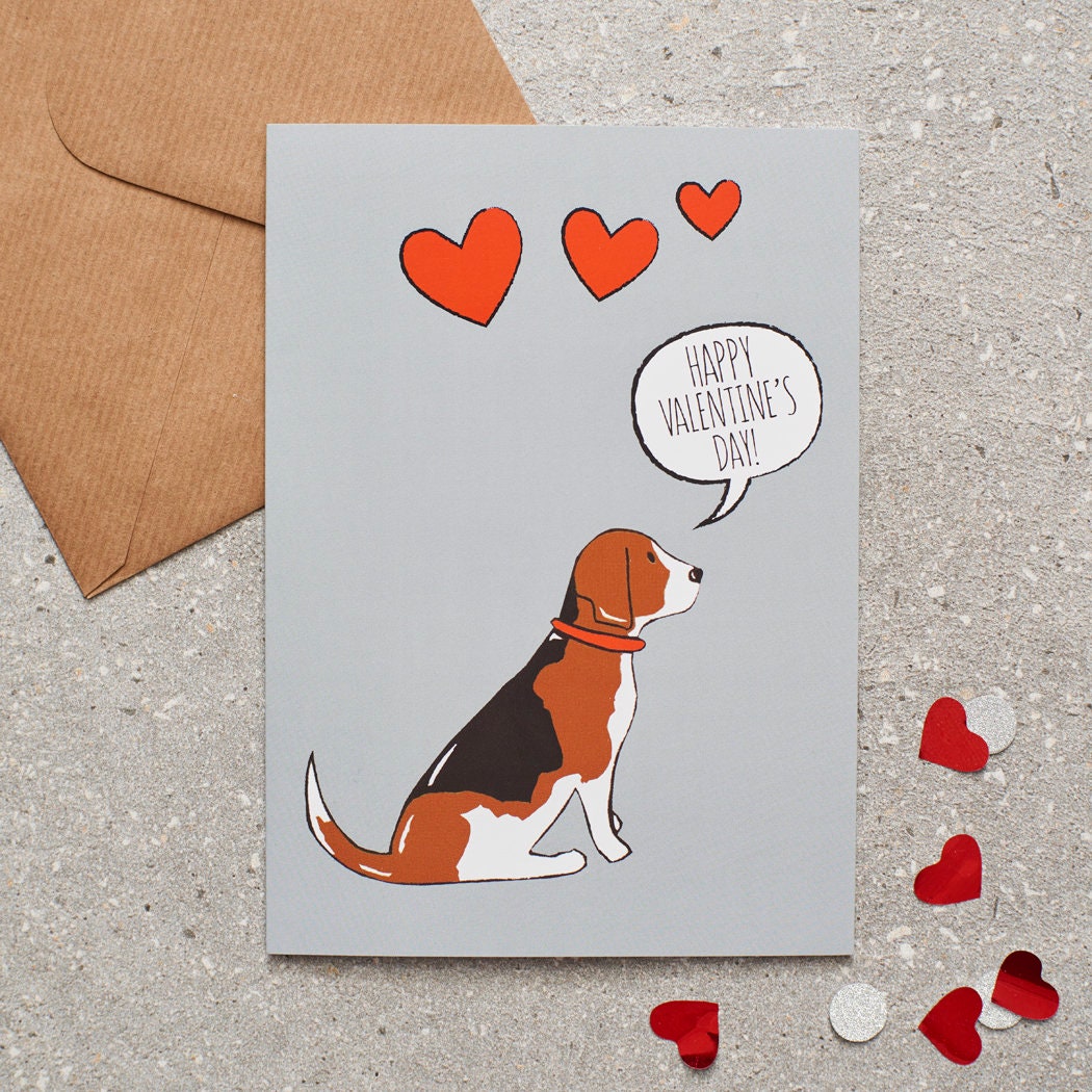 Beagle Valentine s Day Card Etsy UK